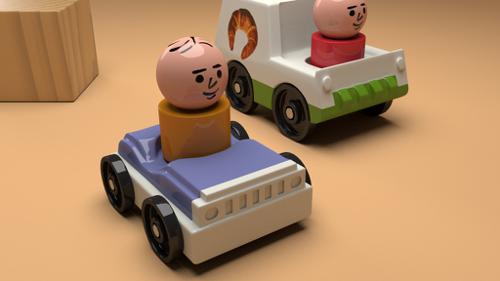 Two toy cars and their drivers !