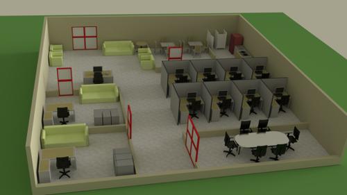 low poly office