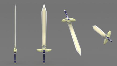 Hand painted low poly sword