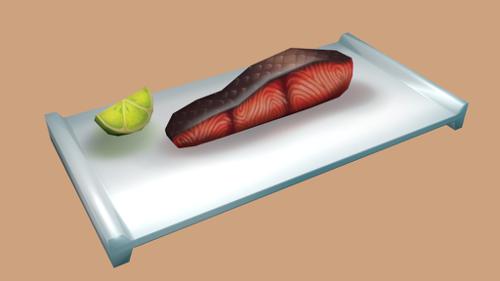 low poly roasted salmon