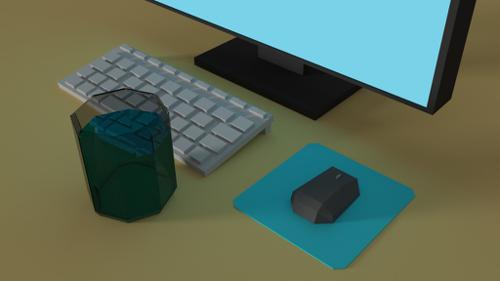 Low Poly Computer Scene