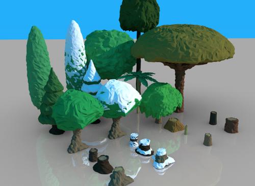 low-poly tree pack