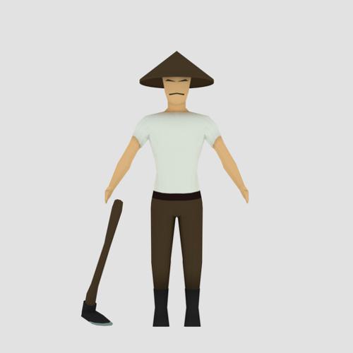 Lowpoly Traditional Farmer