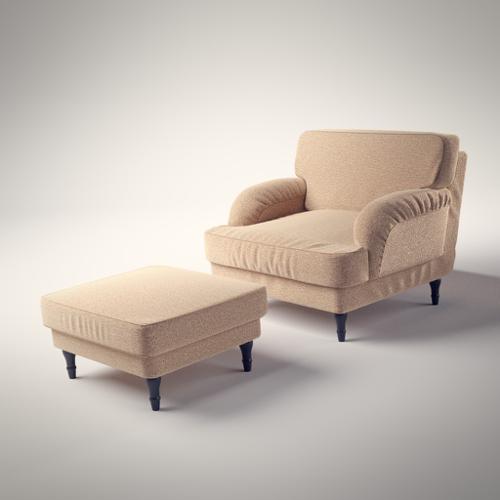 Armchair with footstool based on Ikea's Stocksund