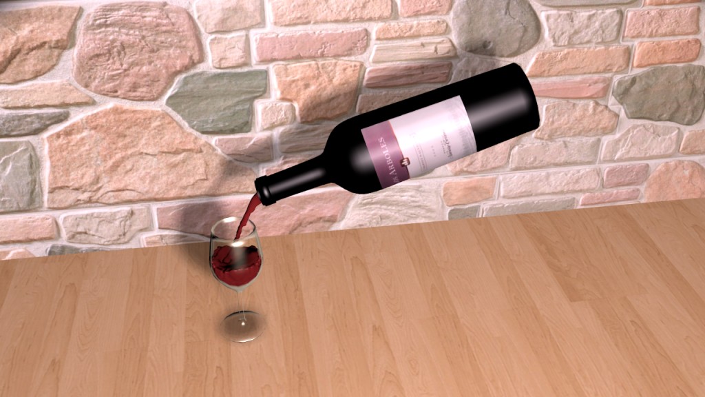Wine bottle and glass