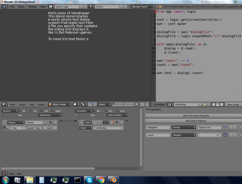 BGE Text Dialog