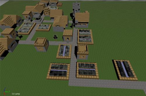 Paisaje minecraft villaje-pueblo-villa