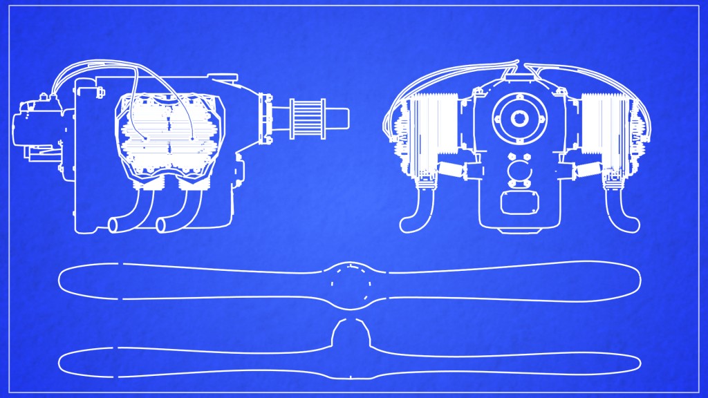 Continental A40 Engine Blueprint in Blender render