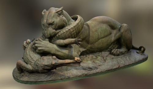 Tiger devouring a gavial