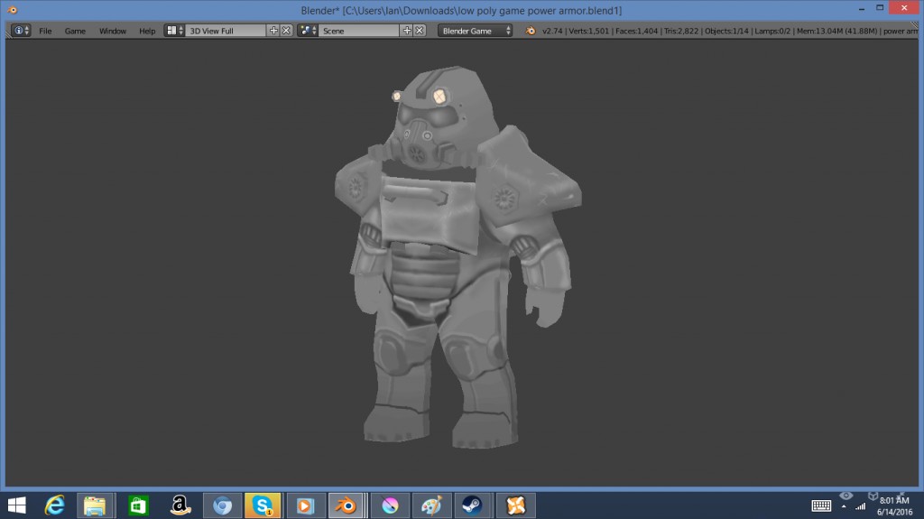 Low poly power armor for game