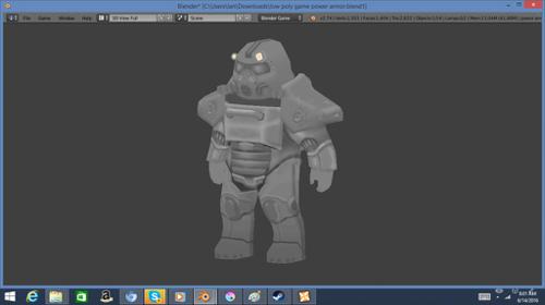 Low poly power armor for game