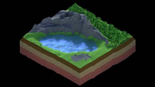 MOUNTAIN AND LAKE LOW POLY