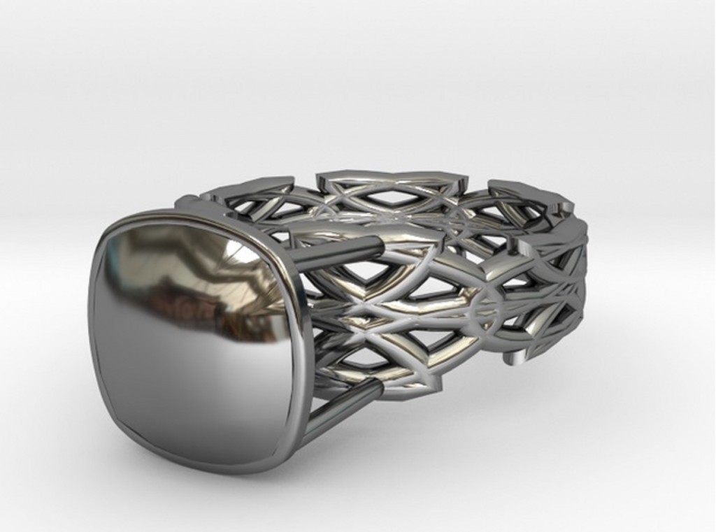 Enneper Curve Ring 17.53mm with Cushion Gem