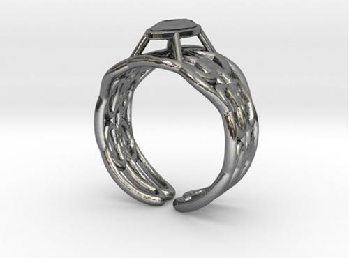 Cylindrical Helix Curve Ring 17.53mm with Marquise Gem