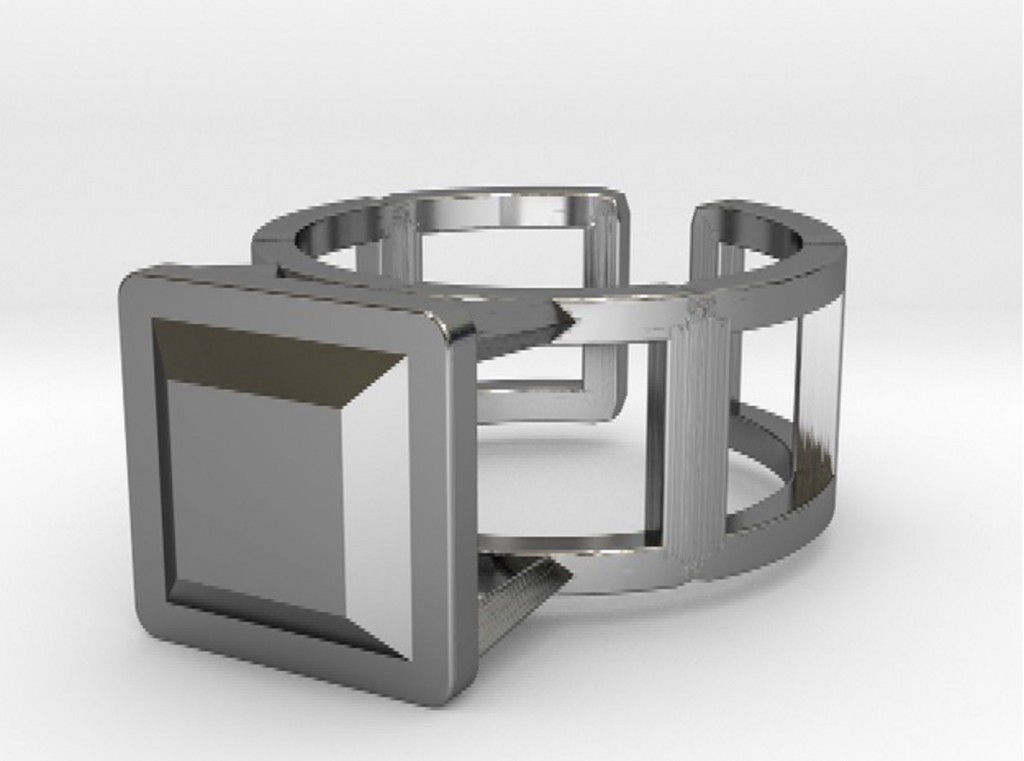 Square Wire Ring 17.53mm with Square Gem