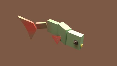 Blocky Fish Character ( Rigged )