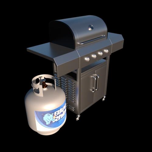 Barbecue Grill with Propane Tank