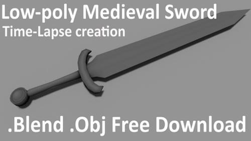 Low poly medieval sword