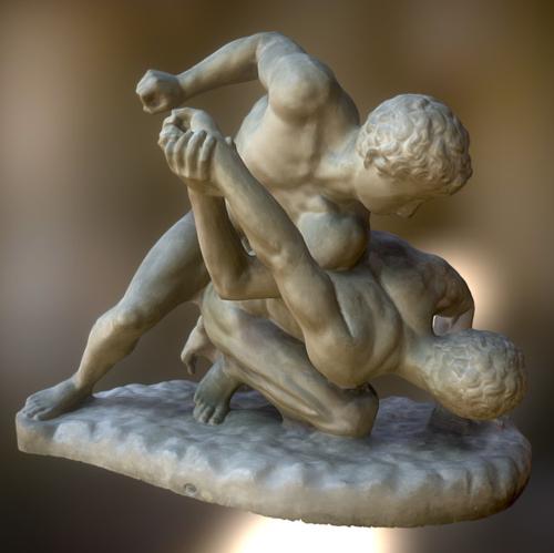 Two wrestlers in combat