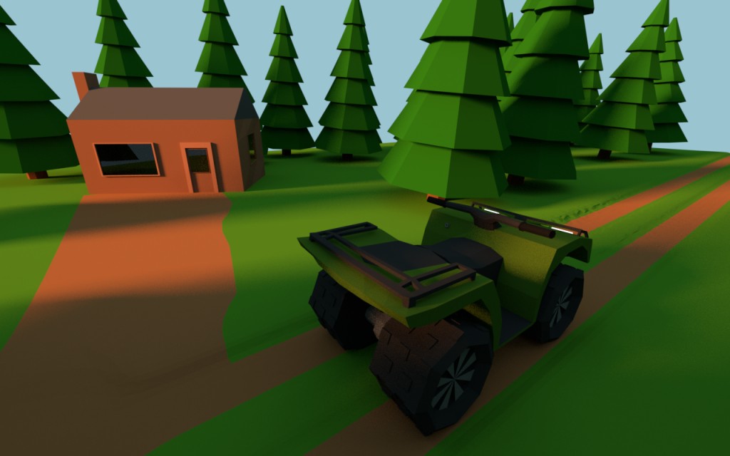Low poly 250 ccm Quad in the Forest