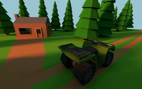 Low poly 250 ccm Quad in the Forest