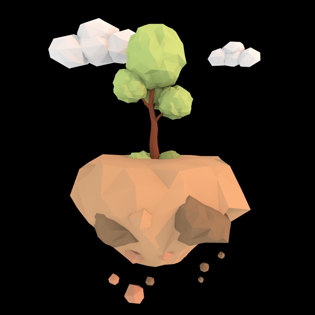 Low Poly Tree Floating Island