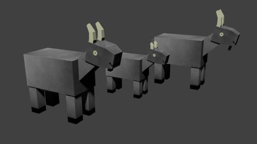 Low-poly Goat Family