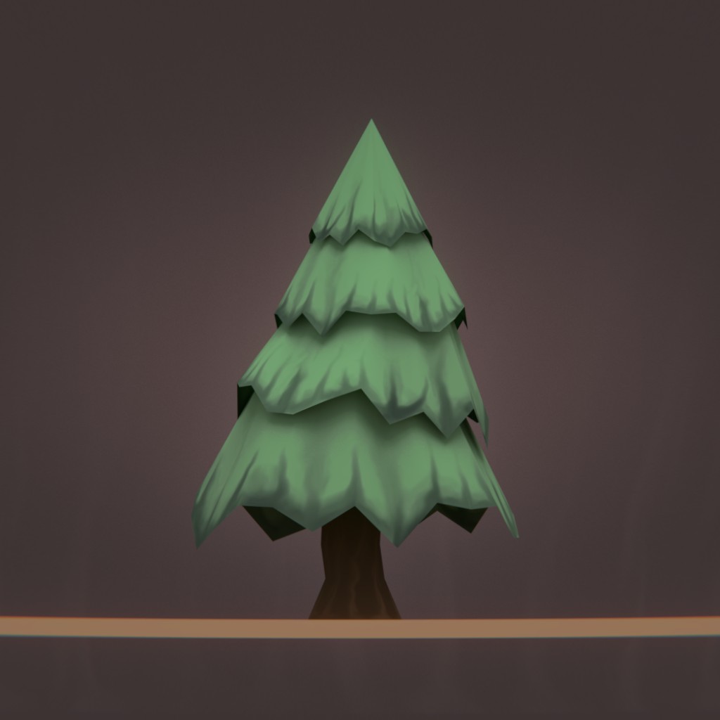 Low Poly Cartoon Tree - Painted