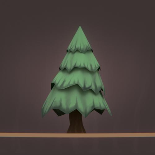Low Poly Cartoon Tree - Painted