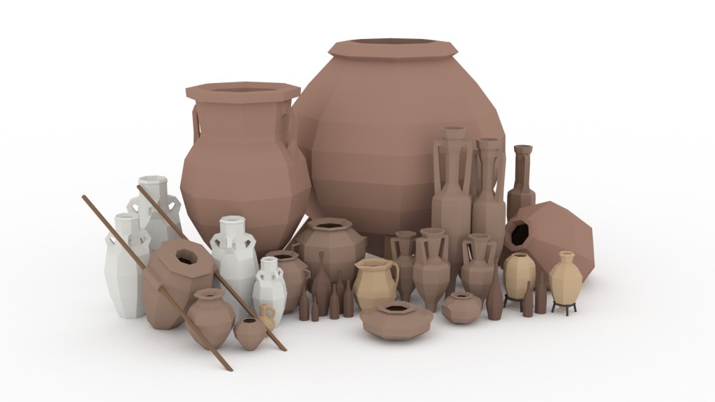 Low Poly Clay Containers