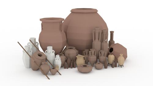 Low Poly Clay Containers