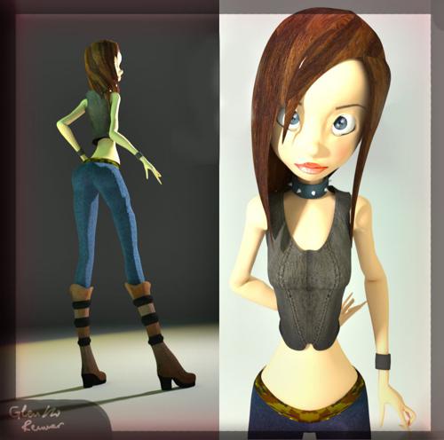 Cute Girl Cartoon Character - Rigged & Textured