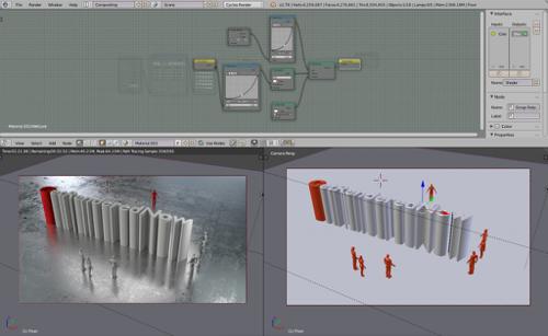 Simple Logo Scene with Node Driven Wet Floor Texture