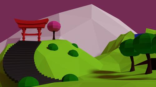 Japanes low poly landscape