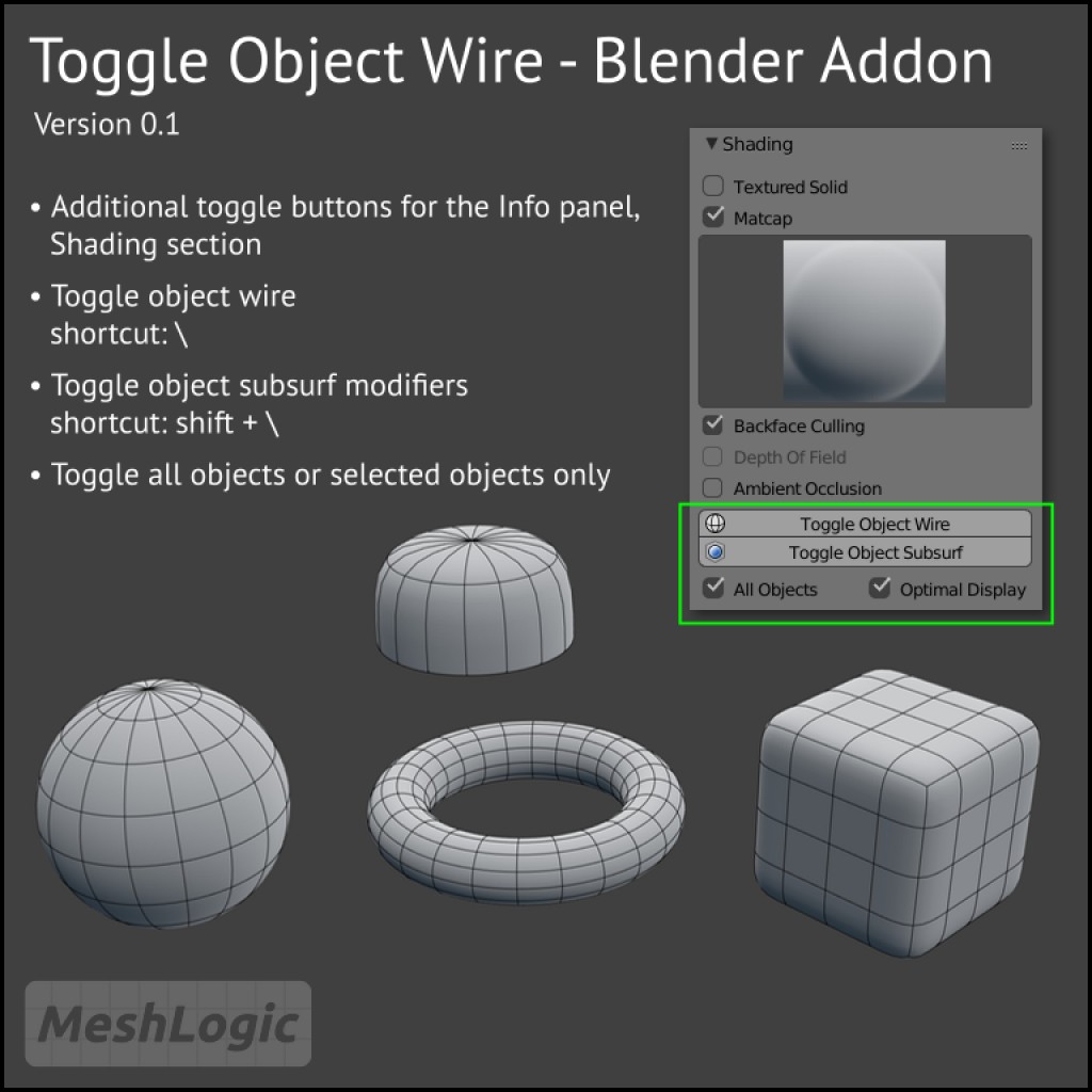 Toggle Object Wire - Blender Addon