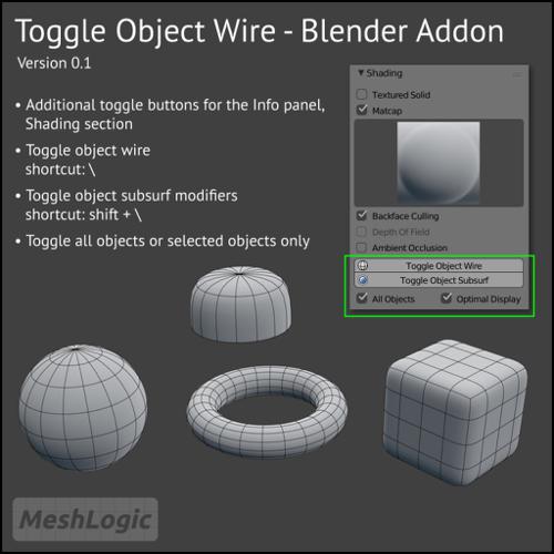 Toggle Object Wire - Blender Addon