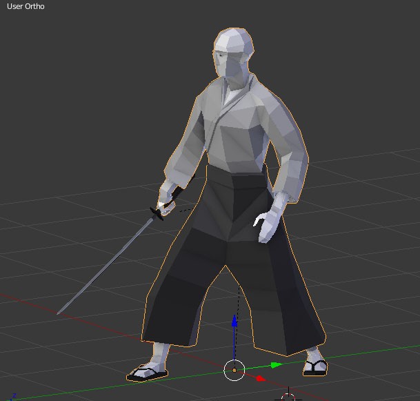 Samurai with Katana Grayscale