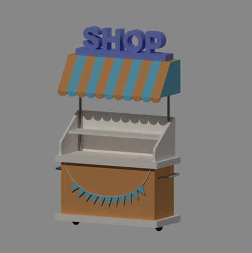 Low Poly Cartoony Food Cart