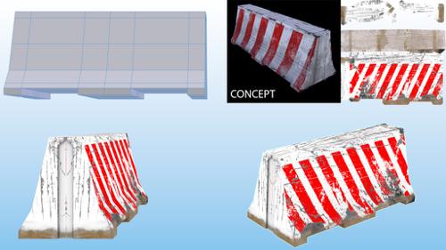 low poly road barrier
