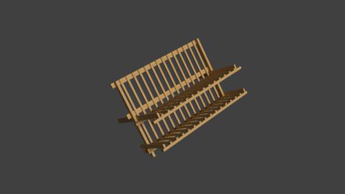 Low-poly Kitchen Wooden Drainage