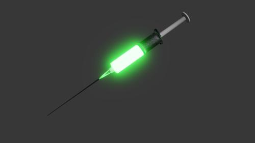 Simple hypodermic syringe with horror glow