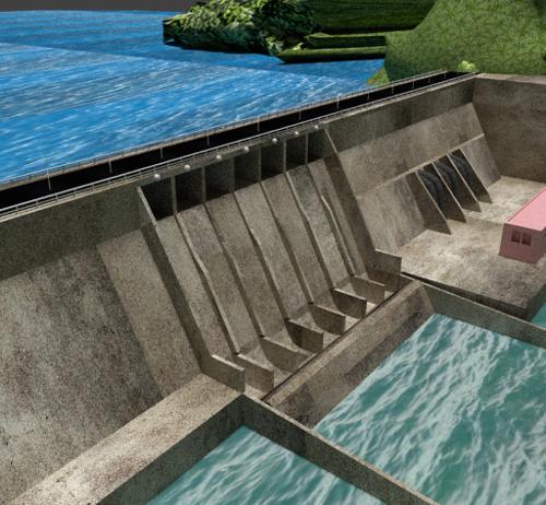 Water Dam with Roads and mountains