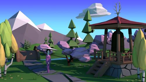 Sakura - Japanese Themed Low Poly Landscape