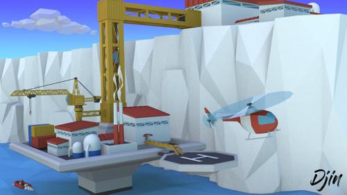 Low Poly Ice Shelf Platform