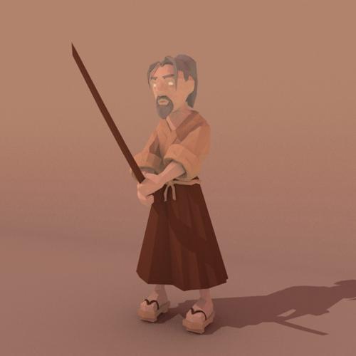 Blind Sword Master -  Low Poly
