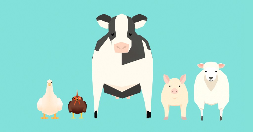 Low poly farm animals