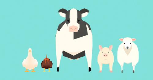 Low poly farm animals