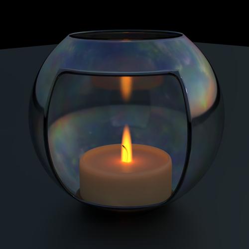 Lit Tealight candle