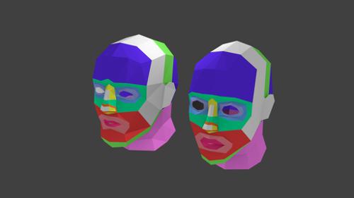 LowPoly human heads edgeLoop map