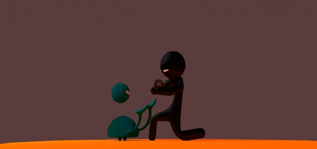 Ninja stickman and monster